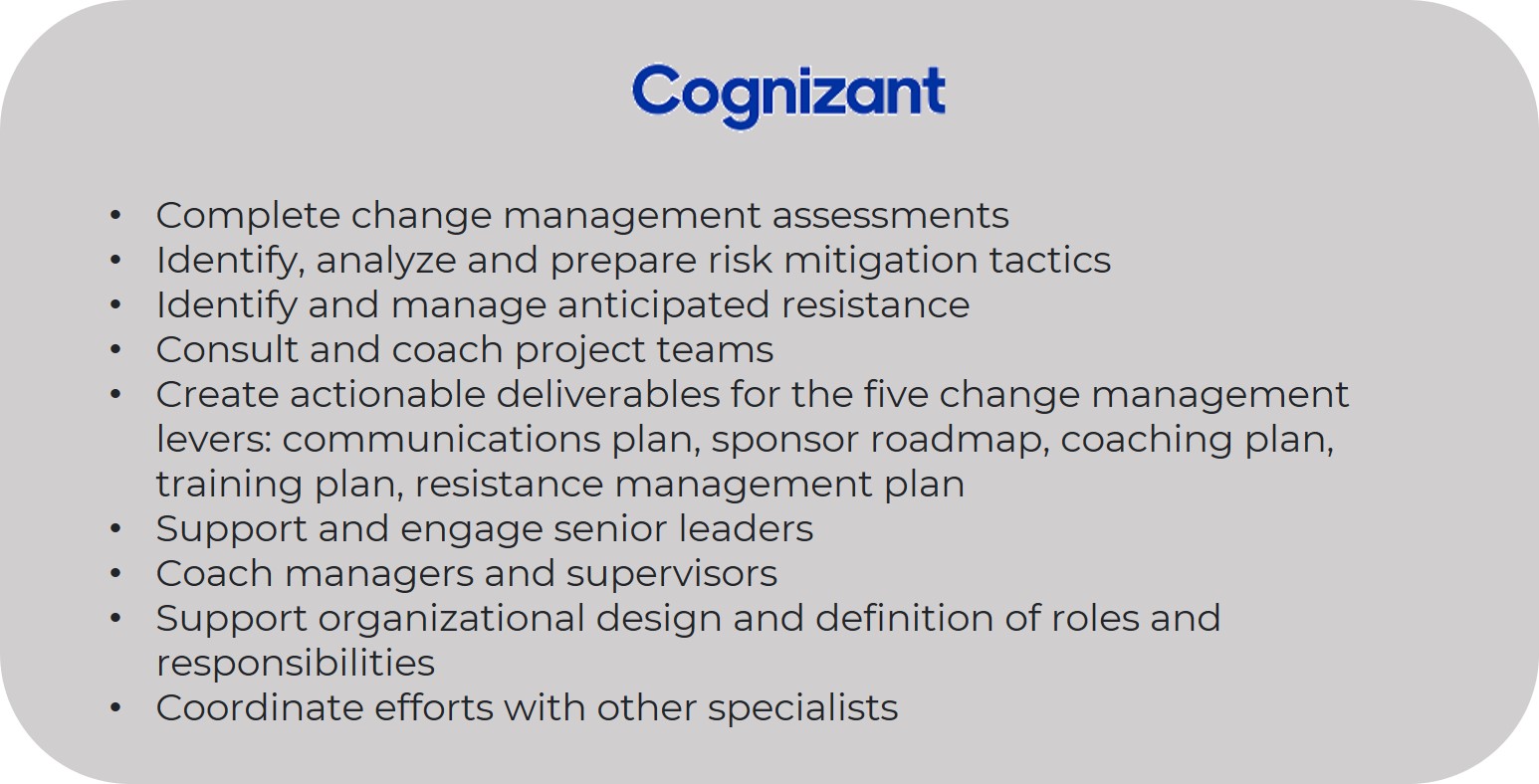 Cognizant Change Manager Resume - Change Manager Resume - Invensis Learning